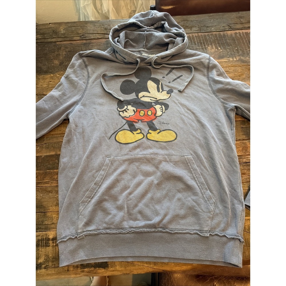 Disney Mickey Mouse Gray Hoodie Sweatshirt Vintage Look Mens Size Medium!